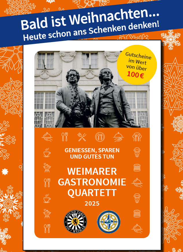 erhältlich in den Buchhandlungen Eckermann, Die Eule, Thalia, beim Optiker "Auge und Ohr!", sowie bei "DWT - Das Weimar Taxi - & Karosseriewerkstatt"